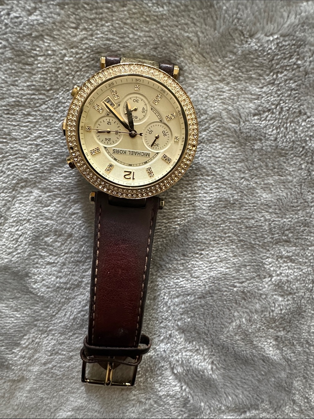 Michael Kors Gold and Brown Crystal Accent Chronograph Watch